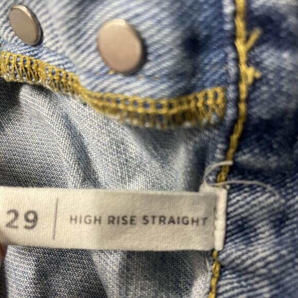 Pacsun Colorblock Patchwork Jeans Womens 29 Blue High Rise Straight Raw Hem - Picture 3 of 6